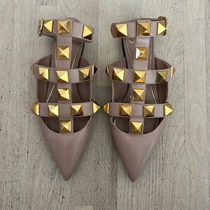 Valentino Roman stud ankle strap flat